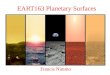EART163 Planetary Surfaces Francis Nimmo. Last Week – Shapes, geoid, topography How do we measure shape/topography? –GPS, altimetry, stereo, photoclinometry,