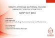 SOUTH AFRICAN NATIONAL BLOOD SERVICE YOUTH STRATEGY ADRP MAY 2010 Presenter: Zali Mbombo Executive: Marketing, Communications and Stakeholder Co-Presenter: