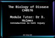 Bob Young A507 The Biology of Disease CH0576 Module Tutor: Dr D. Holmes Introduction to Cell Injury