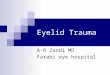 Eyelid Trauma A-R Zandi MD Farabi eye hospital. Eyelid Trauma Careful history VA Globe and orbit evaluation Imaging Primary repair