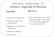 Monday, September 10 History Agenda & Review Agenda: TAB and TAB-Out Review with Mr. Chalmers Review of Artifact Analysis History Notes Syllabus All About