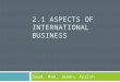 2.1 ASPECTS OF INTERNATIONAL BUSINESS Saad, Max, Jason, Arzish