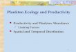 1 Plankton Ecology and Productivity Productivity and Plankton Abundance Limiting Factors Spatial and Temporal Distribution