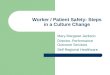 Worker / Patient Safety: Steps in a Culture Change Mary Margaret Jackson Director, Performance Outcome Services Self Regional Healthcare