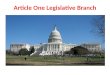 Article One Legislative Branch. House vs. Senate 435 Representatives Based on population- More people more reps Elected directly by the people Each state