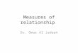 Measures of relationship Dr. Omar Al Jadaan. Agenda Correlation – Need – meaning, simple linear regression – analysis – prediction