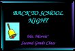 BACK TO SCHOOL NIGHT Ms. Morris’ Second Grade Class