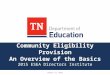 Community Eligibility Provision An Overview of the Basics 2015 ESEA Directors Institute August 27, 2015
