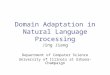 Domain Adaptation in Natural Language Processing Jing Jiang Department of Computer Science University of Illinois at Urbana-Champaign