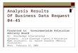 Analysis Results Of Business Data Request 04-45 Presented to: Governmentwide Relocation Advisory Board By: Runzheimer International Speakers: Julie Blanford