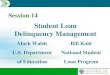 Session 14 Student Loan Delinquency Management Mark Walsh U.S. Department of Education Bill Kohl National Student Loan Program