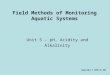 Field Methods of Monitoring Aquatic Systems Unit 5 – pH, Acidity and Alkalinity Copyright © 2008 by DBS