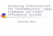 1 Assessing Infrastructure for Intermediation: Legal Framework and Credit Information Systems Thorsten Beck