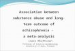 Association between substance abuse and long-term outcome of schizophrenia – a meta-analysis Jouko Miettunen Professor of Clinical Epidemiology University