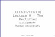 EE631 – Spring 20051 ECE631/EE631Q Lecture 9 – The Rectifier S.D.Sudhoff Purdue University
