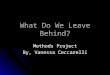 What Do We Leave Behind? Methods Project By, Vanessa Ceccarelli