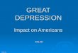 10/4/2015 GREAT DEPRESSION Impact on Americans SOL 5D