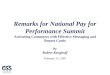Remarks for National Pay for Performance Summit Activating Consumers with Effective Messaging and Report Cards by Robert Krughoff February 15, 2007