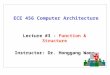 ECE 456 Computer Architecture Lecture #3 - Function & Structure Instructor: Dr. Honggang Wang