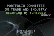 PORTFOLIO COMMITTEE ON TRADE AND INDUSTRY Briefing by SunSpace Bart Cilliers & Ron Olivier 1 September 2009 