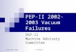 10 October 2003S. DeBarger PEP-II 2002-2003 Vacuum Failures PEP-II Machine Advisory Committee