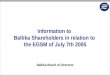 Information to Baltika Shareholders in relation to the EGSM of July 7th 2005 Baltika Board of Directors