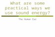 What are some practical ways we use sound energy? The Human Ear