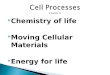 Chemistry of life  Moving Cellular Materials  Energy for life