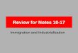 Review for Notes 10-17 Immigration and Industrialization