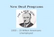New Deal Programs 1933 – 15 Million Americans Unemployed