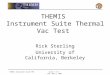 THEMIS Instrument Suite PERSuite T-V- 1 UCB, May 2, 2005 THEMIS Instrument Suite Thermal Vac Test Rick Sterling University of California, Berkeley