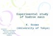 Experimental study of hadron mass K. Ozawa (University of Tokyo) (University of Tokyo) Contents: Physics motivation Current results Future Experiments