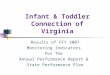 Infant & Toddler Connection of Virginia Results of FFY 2007 Monitoring Indicators For The Annual Performance Report & State Performance Plan
