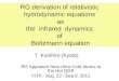RG derivation of relativistic hydrodynamic equations as the infrared dynamics of Boltzmann equation RG Approach from Ultra Cold Atoms to the Hot QGP YITP,