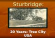 Sturbridge: 20 Years: Tree City USA. Tree Warden: Tom Chamberland First Elected 1984, appointed from 1987 Past President, Worcester County Tree Wardens
