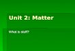 Unit 2: Matter What is stuff?. What is Matter? -Rain -Snow -Air -Electricity -Breath -Thunder -Lightning -Light -Energy Which of the following is matter?