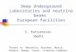 Deep Underground Laboratories and neutrino beams European facilities S. Katsanevas IN2P3 Thanks to Mezzetto, Bouchez, Mosca, Rubbia, Ronga, Cazes, Lindroos,Cadenas,