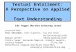 1 Textual Entailment: A Perspective on Applied Text Understanding Ido DaganBar-Ilan University, Israel Joint works with: Oren Glickman, Idan Szpektor,