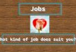 Jobs What kind of job does suit you?. Our purposes To practice vocabulary about Jobs