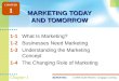 © 2009 South-Western, Cengage LearningMARKETING 1 Chapter 1 MARKETING TODAY AND TOMORROW 1-1What Is Marketing? 1-2Businesses Need Marketing 1-3Understanding