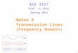 Prof. Ji Chen Notes 9 Transmission Lines (Frequency Domain) ECE 3317 1 Spring 2014