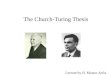 The Church-Turing Thesis Lecture by H. Munoz-Avila