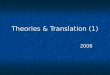 Theories & Translation (1) 2008. Unit (2) Unit (2) Translating the English Sentence