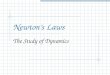 Newton’s Laws The Study of Dynamics. Introduction to Newton’s Laws Newton’s First Law