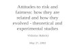 May 27, 2003 Vítězslav Babický Attitudes to risk and fairness: how they are related and how they evolved - theoretical and experimental studies