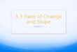 3.3 Rate of Change and Slope Algebra 1. Content Standards F.IF.6 Calculate and interpret the average rate of change of a function (presented symbolically