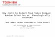 Copyright 2007, Toshiba Corporation. How (not) to Select Your Voice Corpus: Random Selection vs. Phonologically Balanced Tanya Lambert, Norbert Braunschweiler,