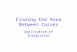 Finding the Area Between Curves Application of Integration