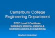 Canterbury College Engineering Department BTEC Level 3 Certificate, Subsidiary Diploma, Diploma & Extended Diploma in Engineering Student Induction