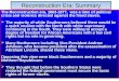 Reconstruction Era: Summary The Reconstruction era, 1863-1877, was a time of political crisis and violence directed against the freed slaves.  The majority